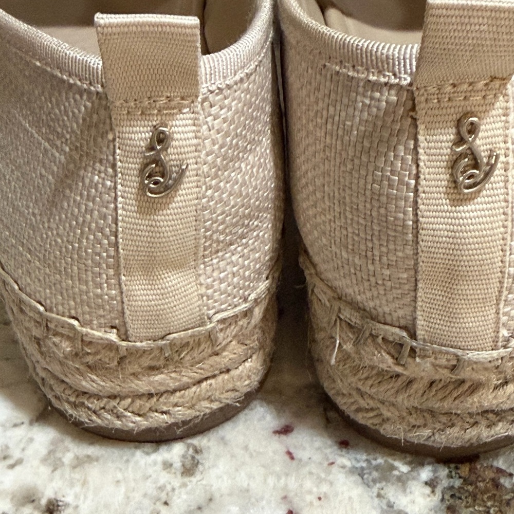 Sam Edelman Beige Espadrille Mary Jane Flats with Rhinestone Buckle - Picture 4 of 10